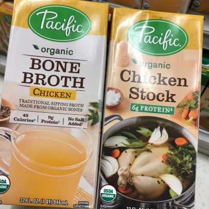 Pacific Bone Broth and Chicken Stock. Both 1qt.
